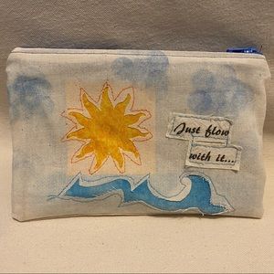 Beach Scene Zipper Pouch Hand-Painted.